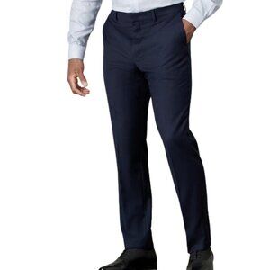 Men's Navy Blue Virgin Wool Dress Pants, Top Top, 32 x 28.5